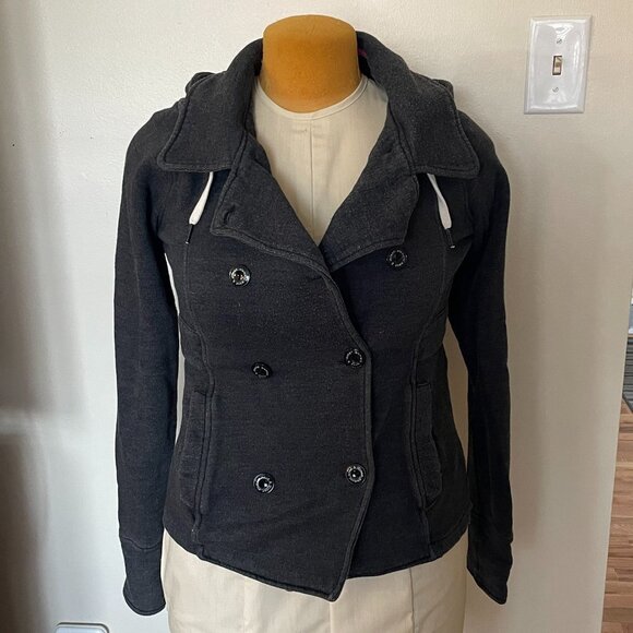 Vtg Hooded warm button gray coat jacket grey element - Picture 3 of 7